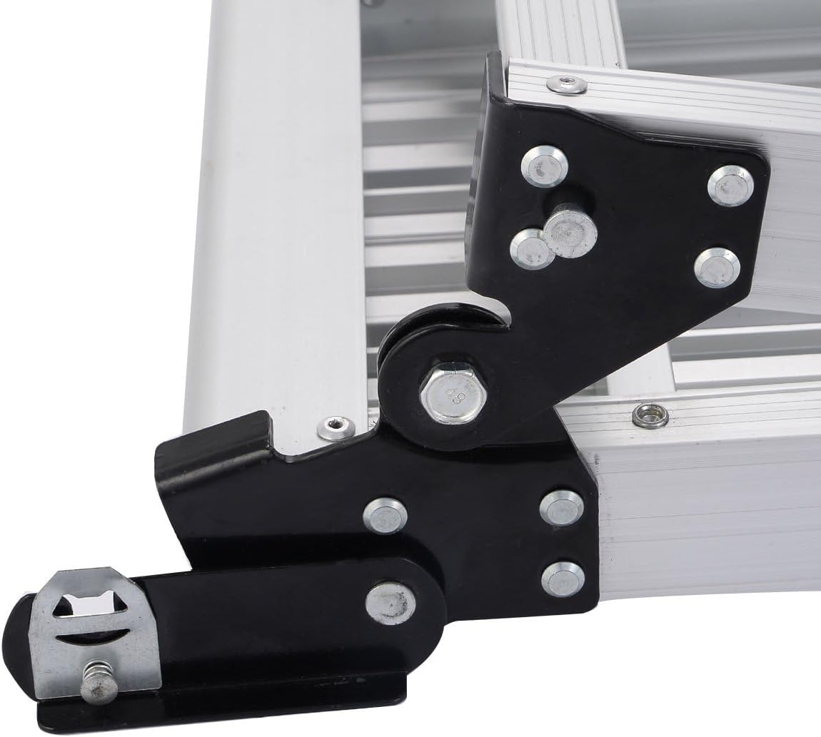 Piattaforma da lavoro in alluminio, pieghevole, con serrature di sicurezza, 150 kg, capacità di carico, piattaforma di lavoro con tappetini antiscivolo, scala per officina, casa, ufficio e