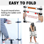 Scala Telescopica in Acciaio inossidabile da 5 m, antiscivolo, Scala Allungabile con 2 Ganci, 13 pioli, Scala multifunzione, facile da trasportare, portata 150 kg, EN131