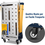 Piattaforma da Lavoro Multifunzione 2-in-1 | Trabattello Portatile Tavolo per Saldatura con Ruote | Lavoro Zincata 36x140 cm | Portata 500 KG