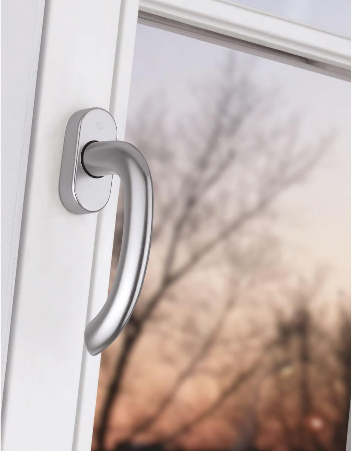 Maniglia per finestra Atlanta – SECUSTIK 90 °, VK 7 X 32 – 42 mm, argento