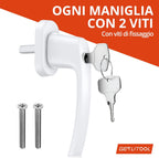Paio Maniglia Bloccabile per Finestra con 4 Chiavi per Sicurezza Bambini 2PZ Maniglie per Porte Finestre a Battente con Serratura in Lega di Alluminio Mandrino 35mm - Bianco