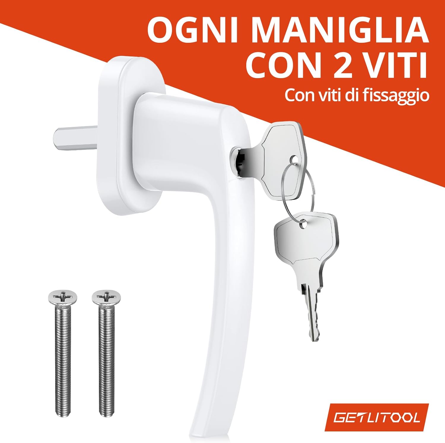 Paio Maniglia Bloccabile per Finestra con 4 Chiavi per Sicurezza Bambini 2PZ Maniglie per Porte Finestre a Battente con Serratura in Lega di Alluminio Mandrino 35mm - Bianco